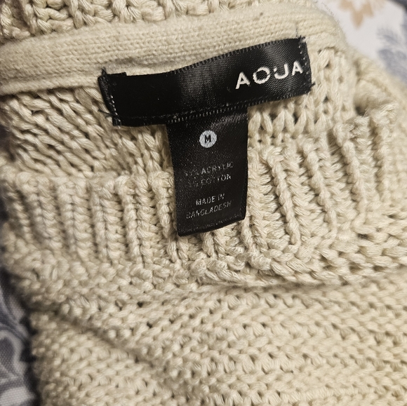 Aqua Long Cold Shoulder Knit Sweater Cream Size M - Picture 5 of 5